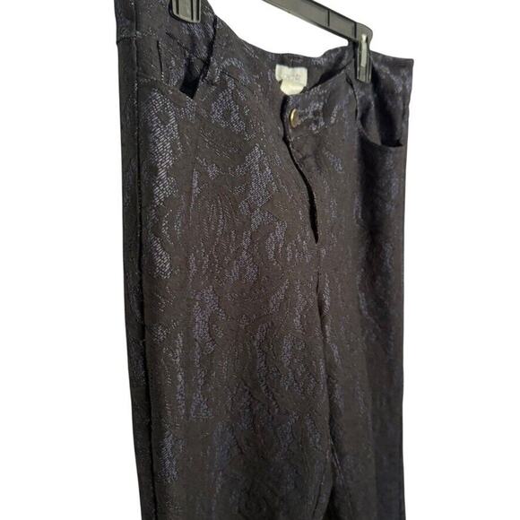 Cache Womens Textured Lace Bootcut Stretch Black Whimsigoth Floral Pants sz 14 - Picture 4 of 16